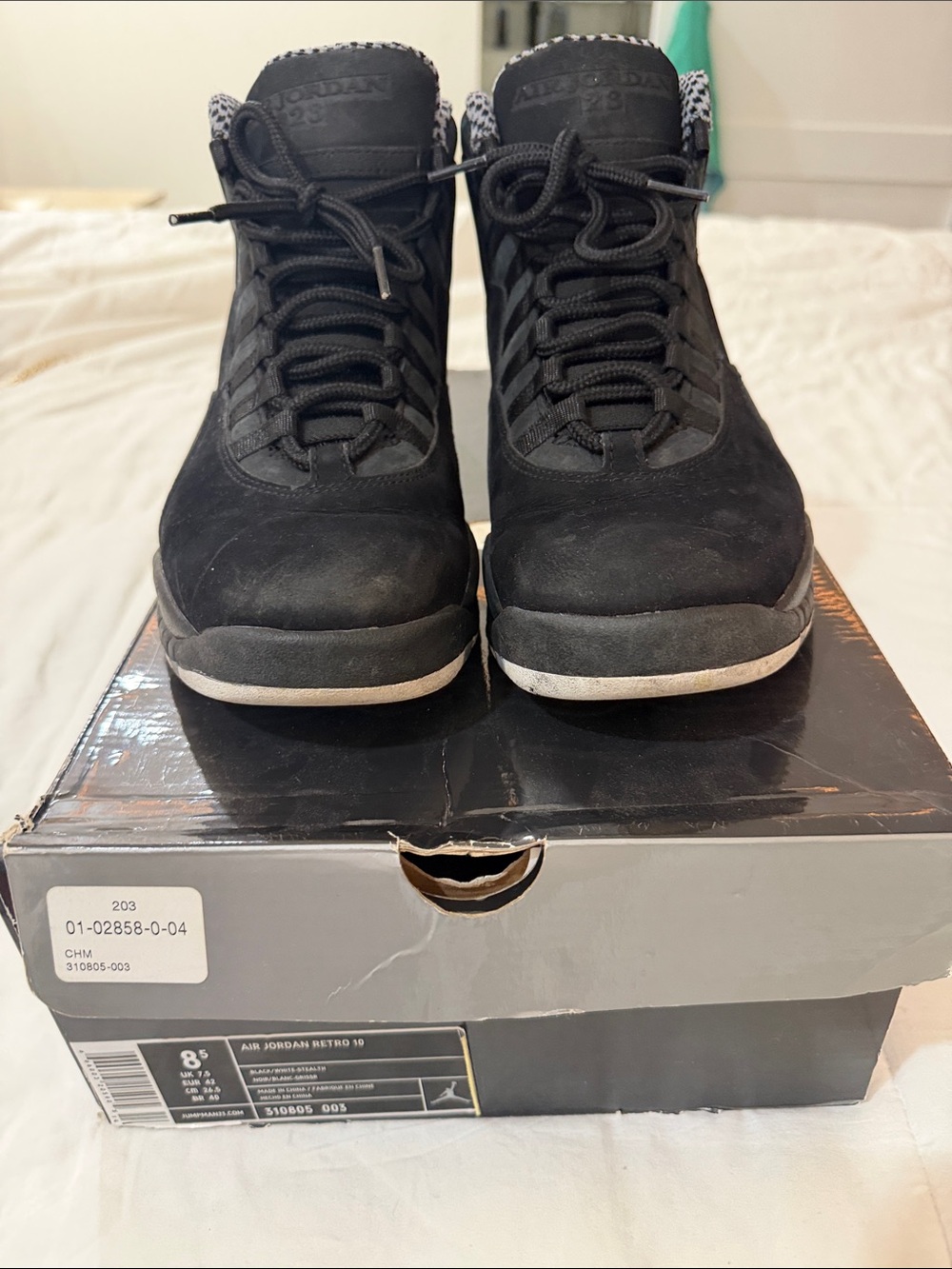 Jordan Men's Black High-Top Boots with Patterned Collar